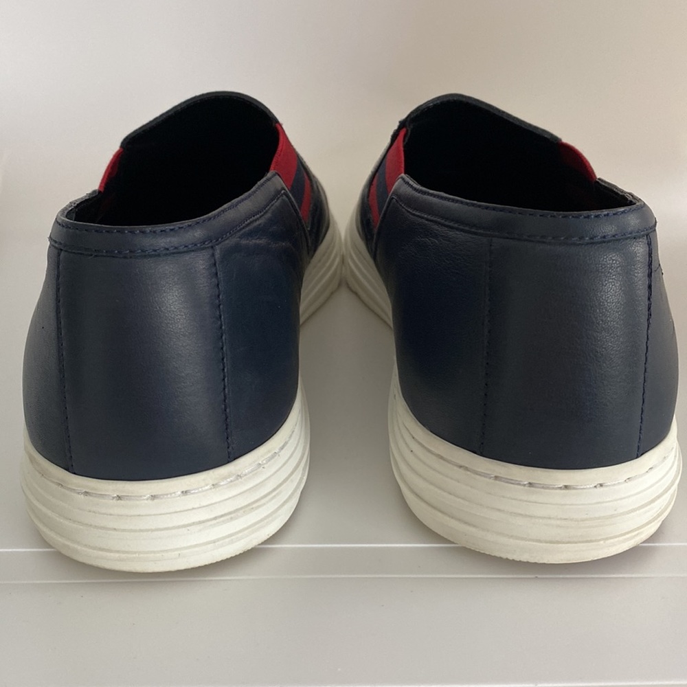 Gucci Slip On Leather Tennis Sneakers Blue - Picture 7 of 10